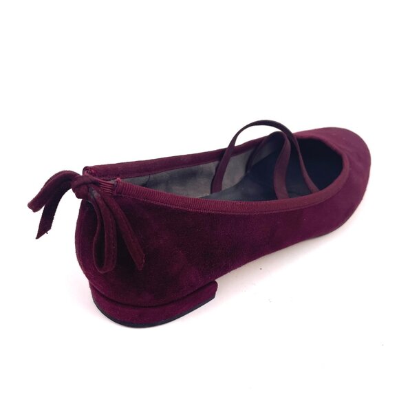 Stuart Weitzman Purple Suede Ballet Flats with Bow Detall at Heel & Straps Sz 8M - Picture 5 of 12